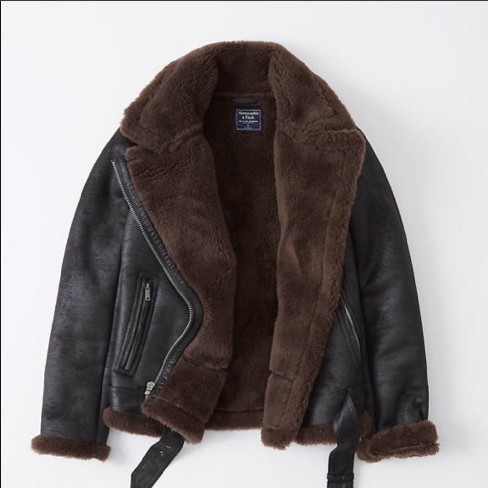 Abercrombie & Fitch Faux Shearling Moto Jacket